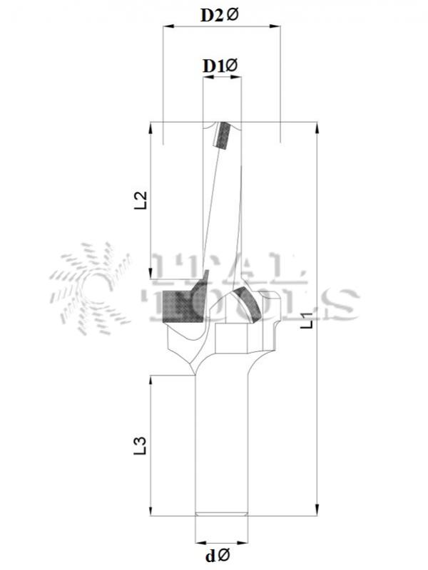 Ital Tools PFD01 Mèche diamant affûtable à percer Z= 2+2+2, pour effectuer des doubles trous sur des panneaux de particules, revêtus et sur des panneaux M.D.F, excellente finition.