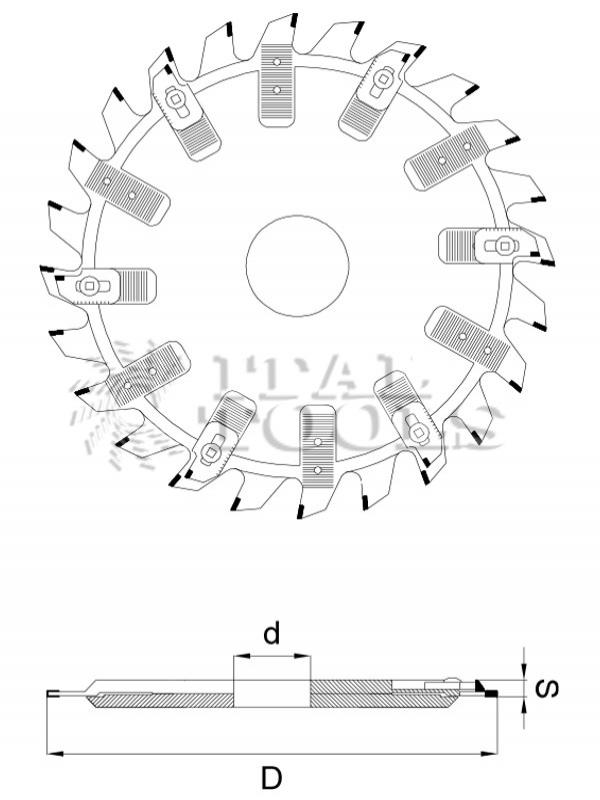 Ital Tools FFD01 Fresa regolabile in diamante riaffilabile con spigolatori regolabili zigrinati passo/passo in profondità. Ottima finitura sia a favore che contro avanzamento.
