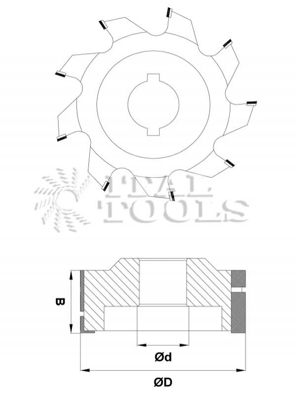 Ital Tools FFD12 Fraise diamant à surfacer pour post-forming. Ebauche par-dessus, sur arbre horizontal, de la feuillure pour les profils en «L» et incision du revêtement sur contre-parement pour les profils en «U».
