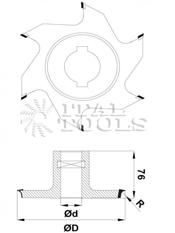 Ital Tools FFD14 Fraise diamant à arrondir pour post-forming, hauteur PCD 5,0 mm. Pour réaliser l’ébauche du profil côté parement pour les profils en «L».
