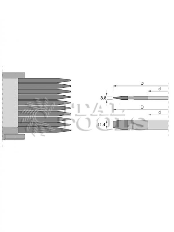 Ital Tools FRS20 Fresa in metallo duro per giunzioni longitudinali minizinken (finger joint) su macchine con dispoisitivo per il taglio trasversale Dieffenbacher, Grecon/Dimter, SMB, Scharpf + Kögel, NKT.  Corpo fresa in acciaio ad alta resistenza, eccellente tenuta di taglio grazie alla particolare geometria dei taglienti.  La fresa è componibile è può essere adattata a vari spessori di taglio.  Profondità della giunzione: 10/11 mm   