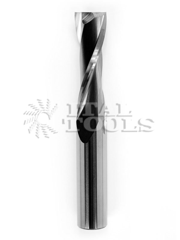 Ital Tools FEW03 Solid carbide upcut spiral bit Z2. Excellent finish on the lower side of the workpiece. Upward chip ejection. Application: for cutting, panel sizing on solid wood, wood composites, laminates and plastic materials