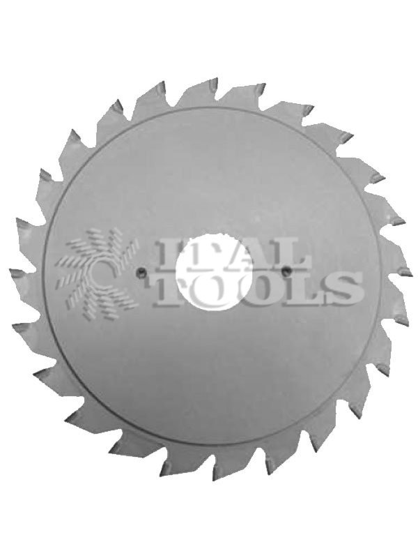 Ital Tools LCD05 Re-sharpening adjustable diamond scoring blade for sizing chipboard, MDF, melamine and laminated panels. The tooth's thickness is related to the main blade. The scoring blade can be adjusted by widening the two parts of the scorers with the spacer rings.
