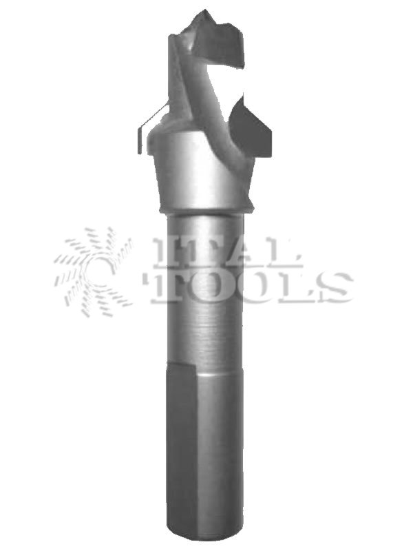 Ital Tools PFD05 High performance diamond dowel drill with countersink Z=2+2, suitable for drilling on chipboard panels.
