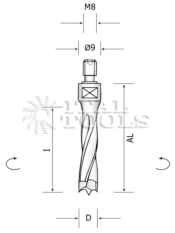 Ital Tools PHM05 Mèche HM à queue filetée pour machines SCM SCM Cyflex F900
