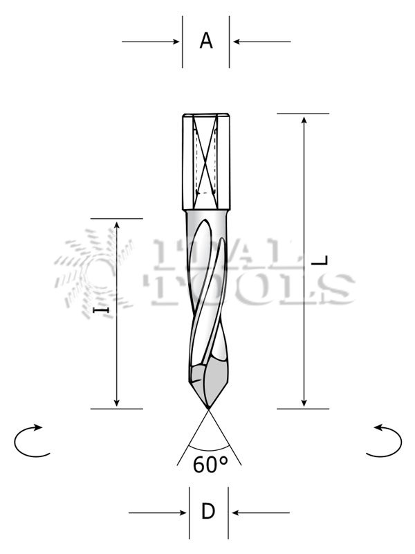 Ital Tools PHM15 HM Through bore dowel drill for multi-boring machines