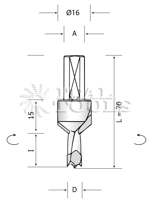 Ital Tools PHM30 Punta con svasatore per foratrici multiple in HM per fori ciechi