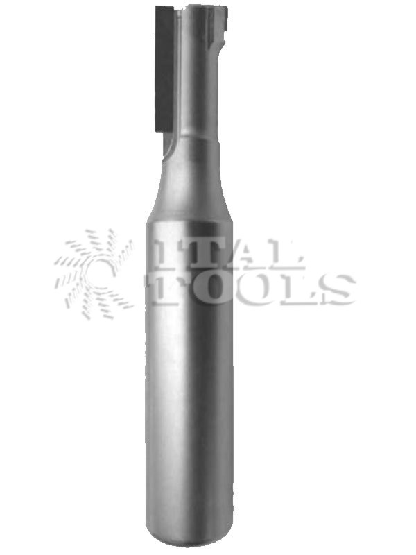 Ital Tools PPD02 Re-sharpening diamond router bit with two working cutting edges, PCD depth 4,5 mm. Excellent finish. Solid carbide body from 6 to 12mm diameter, from diameter 14mm the body is in steel. Feed rate: about 5-8 meters/min.
