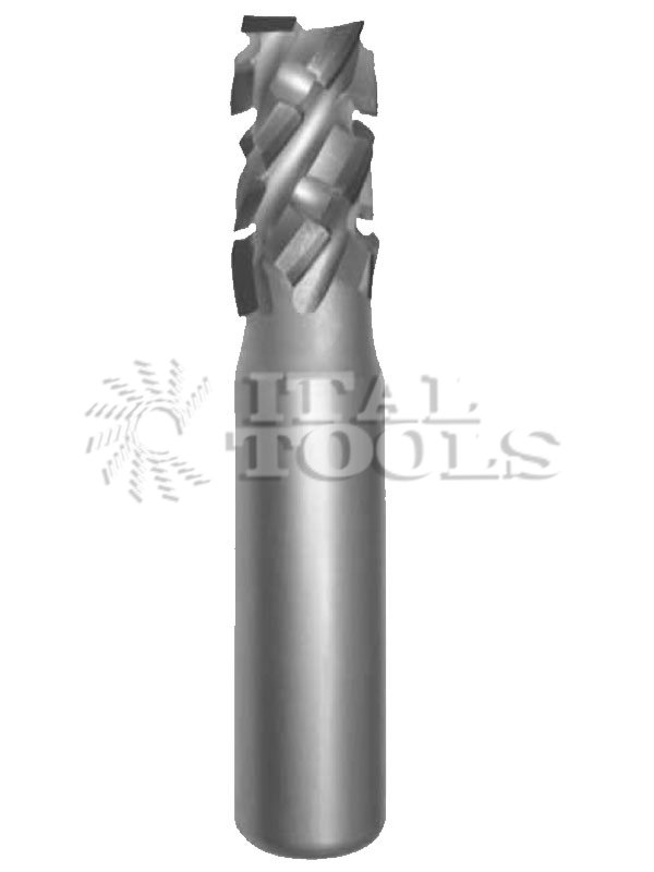 Ital Tools PPD15 Fresa in diamante riaffilabile Elica interrotta, con quattro divisioni, due taglienti in presa su tutti i livelli, altezza PCD 4,5 mm, forante in PCD. Taglienti positivi/negativi, elevate velocità di avanzamento, eccellente finitura ed estrazione del truciolo grazie alla speciale geometria di costruzione, bassa rumorosità. Velocità di avanzamento: circa 20-25 metri/min.
