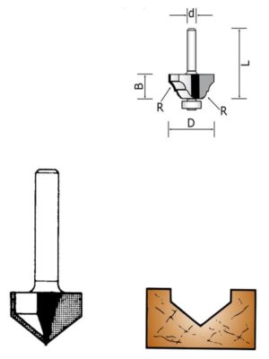 Fresa in metallo duro per incisioni e scanalature a V su macchine CNC