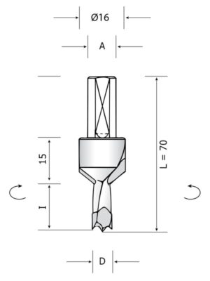 CDO:PHM30 - Carbide dowel drill with countersink L=70