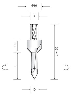 CDO:PHM32 - Carbide dowel drill with countersink L=70