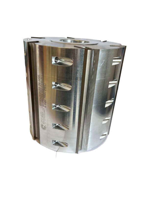 Light alloy planing cutterhead with HSS knives