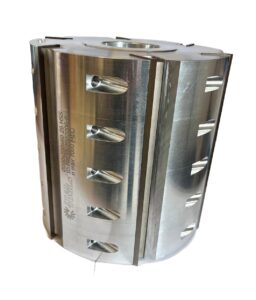 Light alloy planing cutterhead with HSS knives